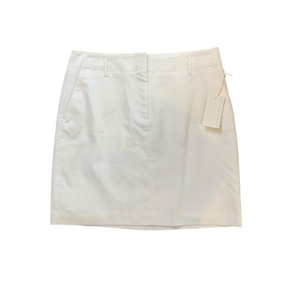 Ann Taylor Skirt Womens 8 White Stretch Linen Blend Pockets Inner Lined Mini - Picture 1 of 11